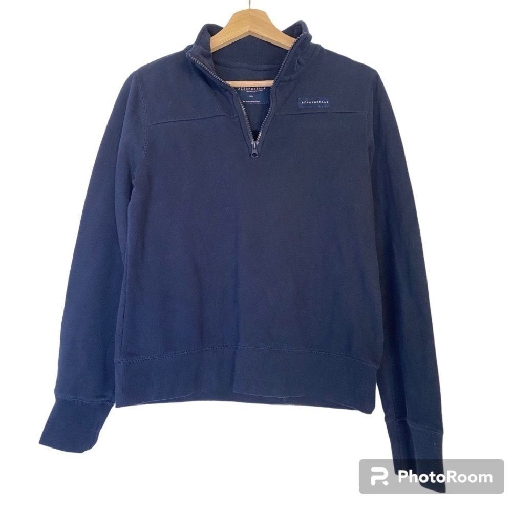 AÉROPOSTALE NAVY BLUE QUARTER ZIP SWEATER SIZE MEDIUM